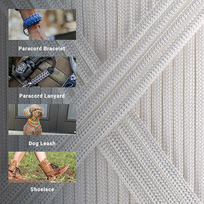 WEREWOLVES Paracord Rope, 7 Strand Type III Parachute Cord 4mm 100ft / 200ft for Crafting, DIY Projects, Survival Bracelets (White, 200 ft)
