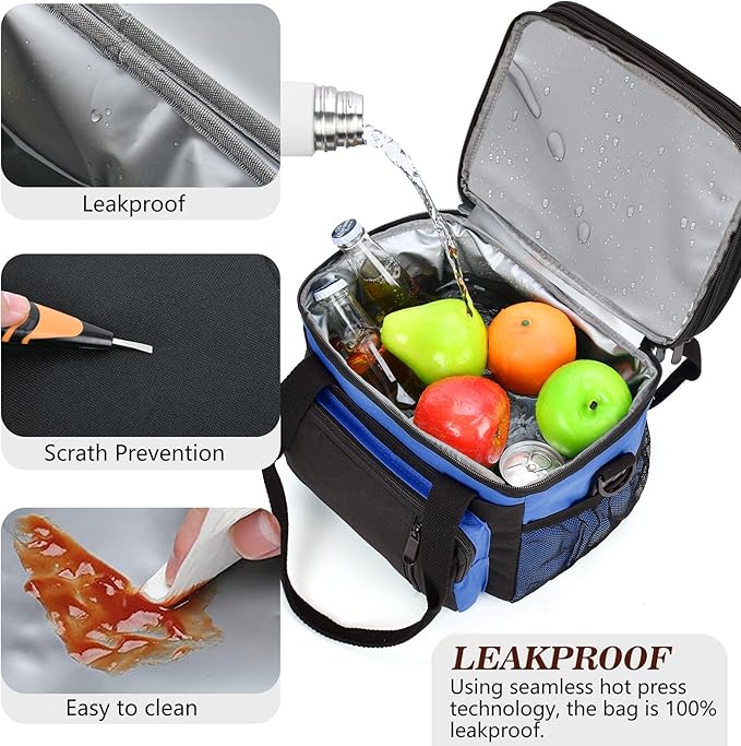 Lunch Box & Lunch Bag for Men Women, Large Insulated Adult Lunch Box, Leakproof Cooler Lunchbox with Bottle Opener for Work Picnic Beach, 16L, Sapphire Blue