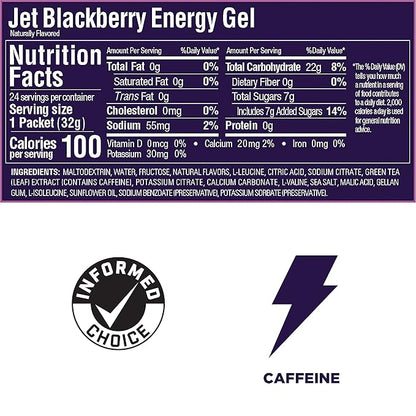 GU Energy Original Sports Nutrition Energy Gel, Vegan, Gluten-Free, Kosher, and Dairy-Free On-the-Go Energy for Any Workout, 24-Count, Jet Blackberry
