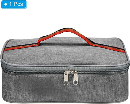 PATIKIL 12"x9"x3" Insulated Lunch Bags, Portable Food Containers Bag Flat Bento Bags Reusable Thermal Lunch Pail for Men and Women, Grey