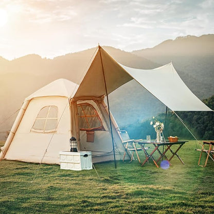YOLENY 2-4 Persons Inflatable Camping Tent with Pump & Extended Canopy, Easy Set-up, Oxford Portable Free-Standing Family Cabin Tents for Hiking