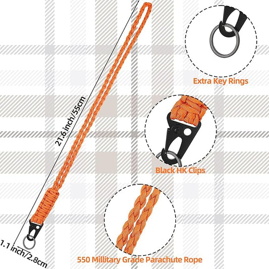 Frienda 2 Set Heavy Duty Paracord Lanyard Necklace Whistles Strap Braided 550 Keychain Lanyard for Outdoor Activities Camera