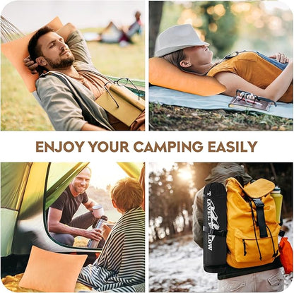 Small Shredded Memory Foam Pillow, Camping Pillow Travel Pillow - Compressible Medium Firm, Breathable Cover, Ideal Backpacking Hiking, Airplane and Car (Apricot Yellow, M)