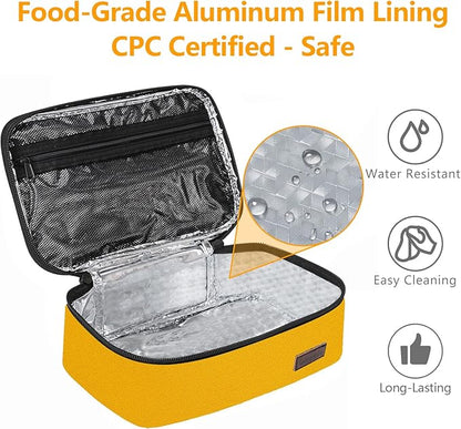 Gloppie Mini Lunch Box Small Kids Lunch Bag Compact LunchBox Bag, CPC Certified | Child-Safe Materials, Insulated LunchBag Reusable Sandwich Containers Snack Box, Yellow