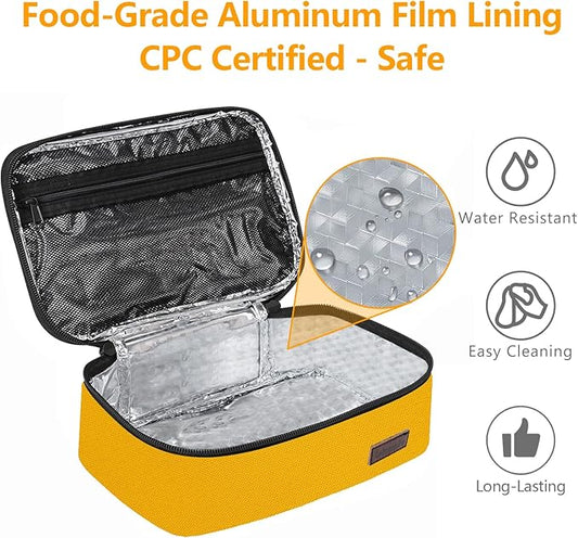 Gloppie Mini Lunch Box Small Kids Lunch Bag Compact LunchBox Bag, CPC Certified | Child-Safe Materials, Insulated LunchBag Reusable Sandwich Containers Snack Box, Yellow