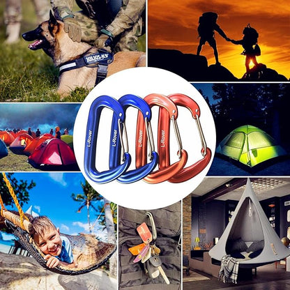 Carabiner,12KN Lightweight Heavy Duty Carabiner Clips,Aluminium Wiregate Caribeaners for Hammocks,Camping, Key Chains, Outdoor and Gym etc,Hiking & Utility
