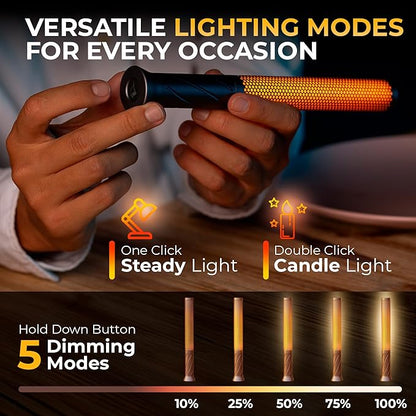LED Candle Light, Cordless Table Lamps, Bedside Lamps w/2 Modes, Rechargeable Candlestick, Modern Table Lamp w/2600 mAh Battery, Small Table lamp, nightstand lamp, Bedroom lamp