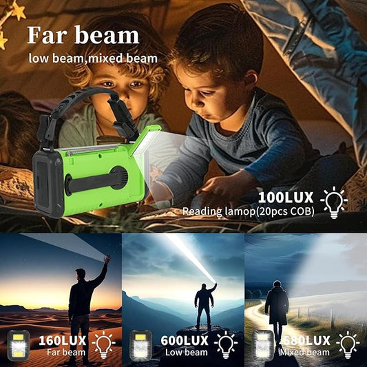 20000mAh/74000mWh Emergency Crank Radio, NOAA/AM/FM Solar Hand Crank Weather Radio, Battery Powered Radio with SOS Alarm & Flashlight for Camping/Emergencies (Light Green)