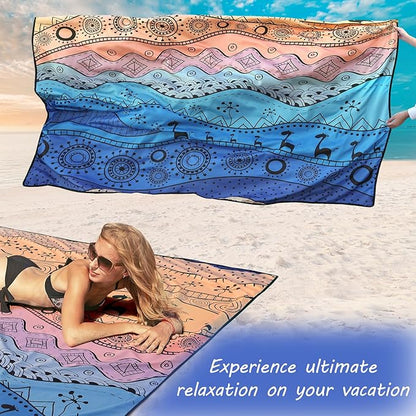 AISPARKY Beach Blanket Waterproof Sandproof, Oversized Large Beach Mat 79" X 83"/120"x108" for 1-8 Adults, Quick Drying&Compact&Lightweight, Picnic Mat Vacation Essentials for Beach Camping Travel