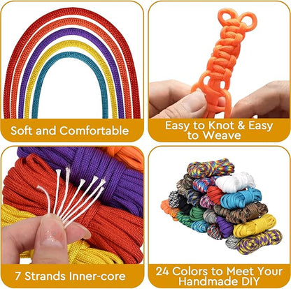 40 Colors 10 Feet Paracord Cord Multifunction Paracord Ropes 550lb Survival Paracord Random Combo Crafting Kit, for Making Lanyard, Bracelet, Dog Collar, Idea for Gift