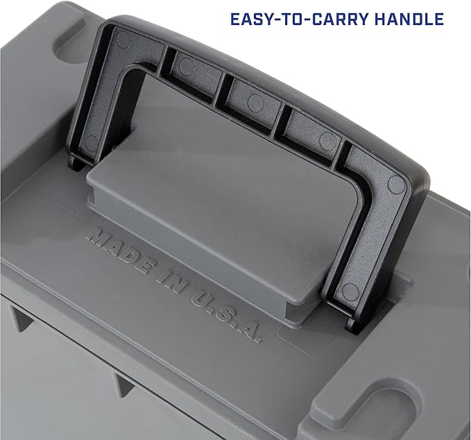 Sheffield 12759 4-Pack Ammo Storage Box, Stackable .30 Cal Field Boxes, Water and Dust Resistant, Lockable Storage Box with Handle, Secures Hunting Gear, Supplies, and Bullets, Made in the USA, Gray