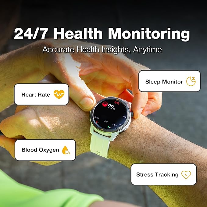 AGM Legion Rugged Smart Watch for Women, 1.43" HD AMOLED Touchscreen, Bluetooth Calling, 5 ATM & IP68, Sports Modes, Barometer & Altimeter, DIY Dial, 24/7 Heart Rate/SpO2/Sleep Monitor for iOS Android
