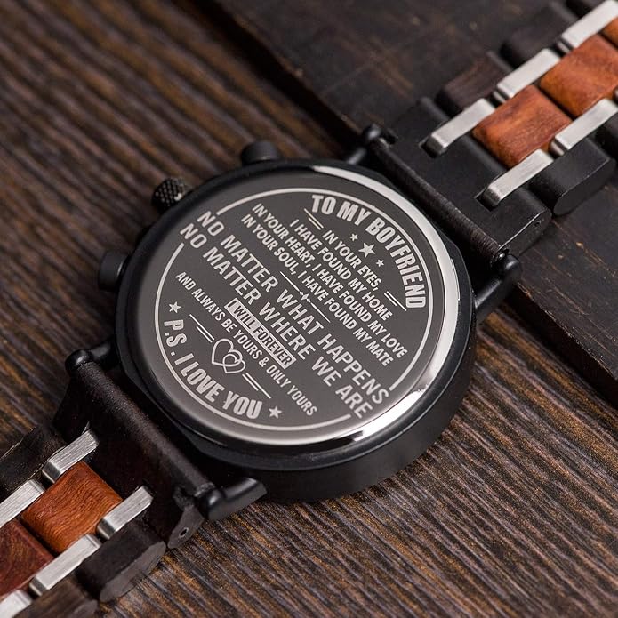 BOBO BIRD S18-1 Personalized Engraved Wood Watch Customized Wooden Watches for Husband Boyfriend Birthday Anniversary
