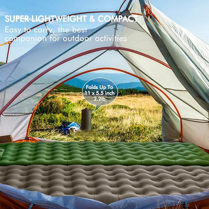 MEETPEAK Extra Thickness 5 inch Inflatable Sleeping Pad - Ultralight Compact Camping Sleeping Mat With Built-in Pump, Portable Camping Air Mattress for Tent Hiking Backpacking Traveling