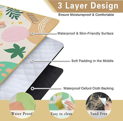 Extra Large Picnic Blankets Waterproof Foldable (60 "x 80") Beach Blanket Waterproof Sandproof,3-Layer Thicking Mat Outdoor Packable Camping Blanket