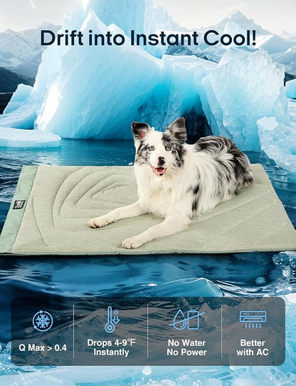 ZonLi Dog Cooling Mat, 40" x 27"Medium, Waterproof Cooling Pad for Dogs & Cats, Portable & Durable Pet Mat for Crate, Trunk, Camping, Outdoors, Machine Washable, Ice Green