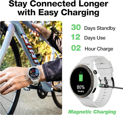 AGM Legion Rugged Smart Watch for Women, 1.43" HD AMOLED Touchscreen, Bluetooth Calling, 5 ATM & IP68, Sports Modes, Barometer & Altimeter, DIY Dial, 24/7 Heart Rate/SpO2/Sleep Monitor for iOS Android
