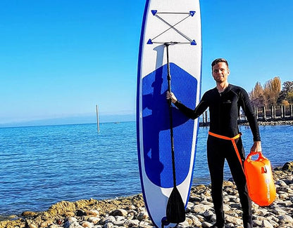 Swim Buoy & Drybag - for Swimmers, Open Water and Triathlon. Pull Buoy for Adults and Kids. Orange Signal Swimming Bubble