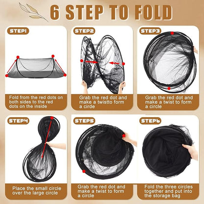 2 Pcs 78 * 31 * 22 Inch Large Pop up Mosquito Tent Portable Folding Mosquito Net Anti Mosquito Bed Canopy Fly Tent Adjustable Mosquito Nets for Adults Baby Bed Camping Travel Patio Blacck