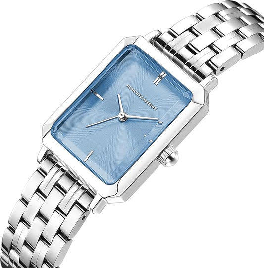 Roberto Marino RM1982 Women’s Luxury Watch Rectangular Gold – Japanese Quartz Movement, Vintage Stainless Steel Design, Silver Dial, Elegant Dress Timepiece, 3ATM Water Resistant – Reloj para Mujer