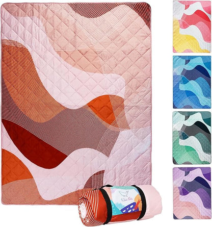 Whale Flotilla Extra Large Waterproof Picnic Blankets 60"x80", Foldable Lightweight Outdoor Blanket for Camping, Hiking, Traveling, Soft Portable Easy to Clean Picnic Mat for Beach Grass Park, Brown