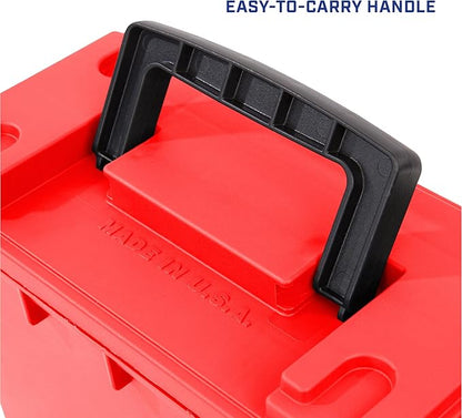 Sheffield 12636 Ammo Storage Box, Stackable .30 Cal Field Boxes, Water and Dust Resistant, Lockable Storage Box with Handle, Secures Hunting Gear, Supplies, and Bullets, Made in USA, Red, 1-Pack