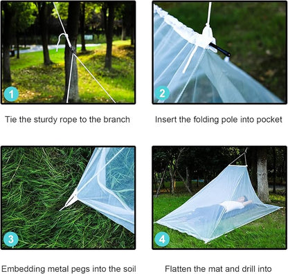 No-See-Ums Camping Mosquito Net Bed Compact and Ultra-Light for Travel，Finest Holes Mesh 2000 Noseeum Netting for Camping and Hiking, Without Sleeping Mat