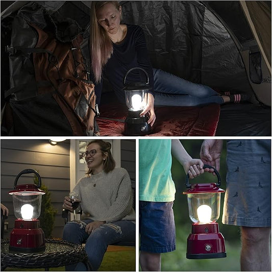 Enbrighten LED Large Camping Lantern, Battery Powered, USB Charging, 800 Lumens, 200 Hour Runtime, Carabiner Handle, Hiking Gear, Emergency Light, Blackout, Storm, Hurricane