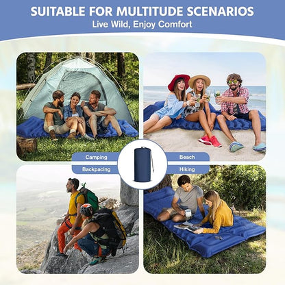 Sleeping Pad for Camping -Ultralight Inflatable Sleeping Mat with Pillow, Built-in Foot Pump, Compact & Lightweight Camping Mattress Pad for Camp, Backpacking, Hiking, Travel Tent (Blue)