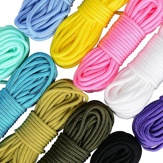MONOBIN Micro Paracord，2mm 10Colors 20FT Paracord Combo Kit with Paracord Instructions and Charms for Making Paracord Bracelets, Lanyards, Jewelry Making