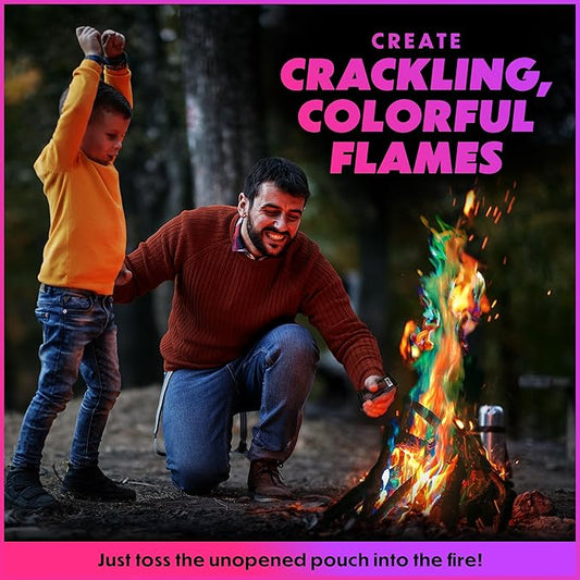 Magical Flames Fire Color Changing Packets for Campfires, Fire Pit, Outdoor Fireplaces - Camping Essentials for Kids & Adults – 5 Pack, Jumbo Flames