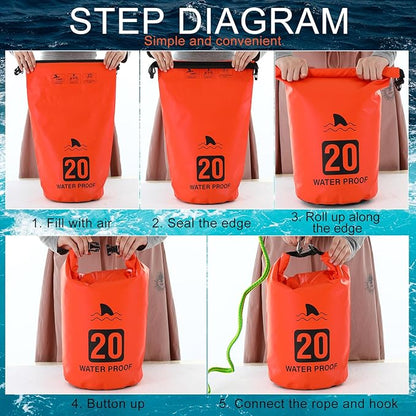 4 Set 2 in 1 Sand Anchor and Buoy Kit Floating Bag Kayak Anchor Waterproof Dry Bag for Lake Beach Boats Watercrafts Hiking Camping Water Sports Surfing Tubing Kayaking(Orange)