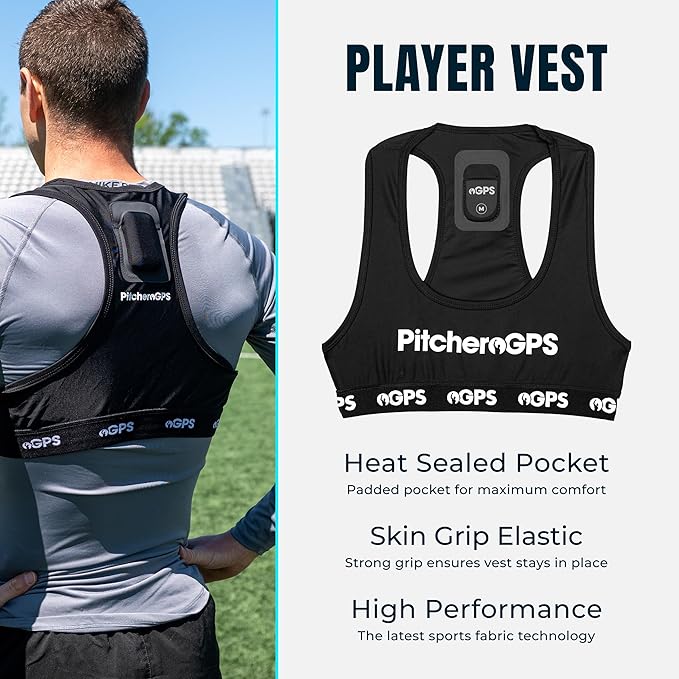 PitcheroGPS Soccer Player Tracker Bundle – (Youth Small) | GPS Sports Vest with 12-Month Subscription | Soccer Training Equipment for Performance & Fitness Tracking
