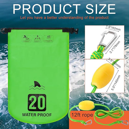 4 Set 2 in 1 Sand Anchor and Buoy Kit Floating Bag Kayak Anchor Waterproof Dry Bag for Lake Beach Boats Watercrafts Hiking Camping Water Sports Surfing Tubing Kayaking(Green)