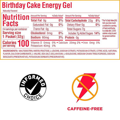 GU Energy Original Sports Nutrition Energy Gel, 24-Count, Birthday Cake