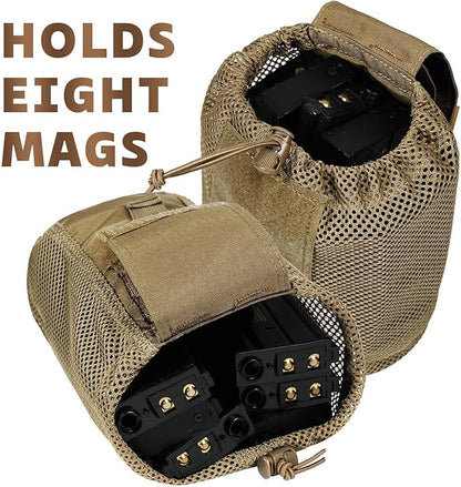 Dump Pouch Tactical Molle Mesh Pouches,Lightweight Range Compact Micro Drawstring Foraging Roll Up Foldable Recovery Ar Mag Tool Pack,EDC Drop Net Storage Belt Bag.…