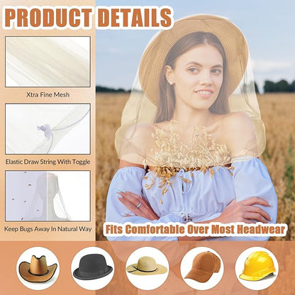 Hestya 4 Pack Mosquito Face Mesh Net Protecting Net for Outdoor Hiking Camping Climbing Mosquito Fly Insects Preventing (Beige)