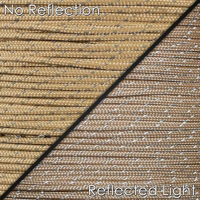 West Coast Paracord – 95 Tensile Strength - 1 Strand Reflective Paracord (25 Feet, Tan)