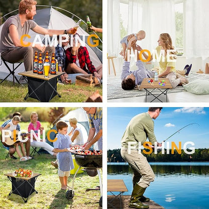 Foldable Camping Side Table, Ultralight Small Beach Aluminum, Portable Outdoor Table with Carry Bag and Storage for Picnic, Grill, Hiking, Fishing, Sand, Camping, Nature
