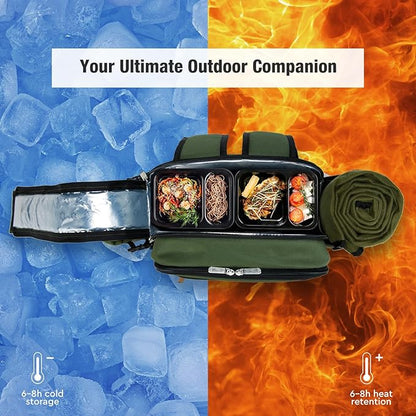 Couple Gifts 24L Picnic Basket Set, Green Insulated Picnic Backpack for 2, Leak Proof Cooler Camping Gifts, Cool Bridal Shower Gifts Anniversary Engagement Wedding Gifts for Couples, Mr and Mrs Gifts