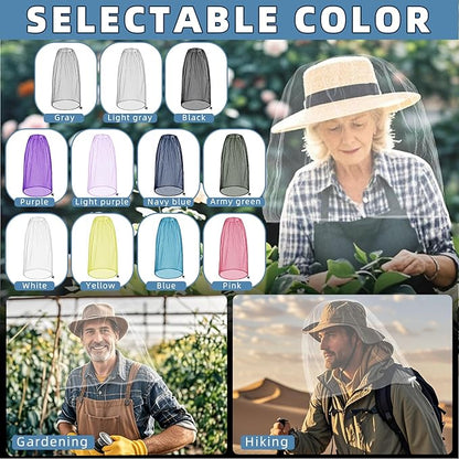 Oversized Mosquito Net 42 x 25 Inches Ultra Large Mosquito Head Net Face Neck Fly Mesh Netting Fits All Hats for Outdoor Camping Hiking Fishing Gardening Safari (White)