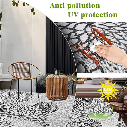 Outdoor Rug 6x9 ft Waterproof, Reversible Outdoor Plastic Straw Rug for Patios Clearance, Outdoor Area Rug Carpet RV Mat for Camping Backyard Deck Porch