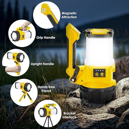 Rechargeable Camping Lantern, 6 Modes LED Flashlight Handheld Spotlight with 2000LM, 4400mAh Power Bank, IPX4 Waterproof Searchlight Work Light for Emergency Hiking Survival Kits