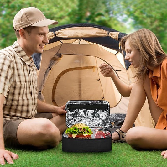 NATURAL STYLE Small Lunch Bag, Mini Portable Thermal Insulated Cooler Bag Lunch Box (Black)