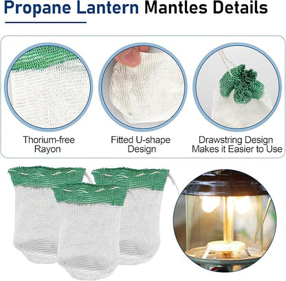 10 Pcs Propane Lantern Mantles with Lantern Globe Replacement Glass - Glass Globe Compatible with Coleman Fueled Lanterns, Propane Lantern Mantles Replacement Suitable for Outdoor Camping Lantern