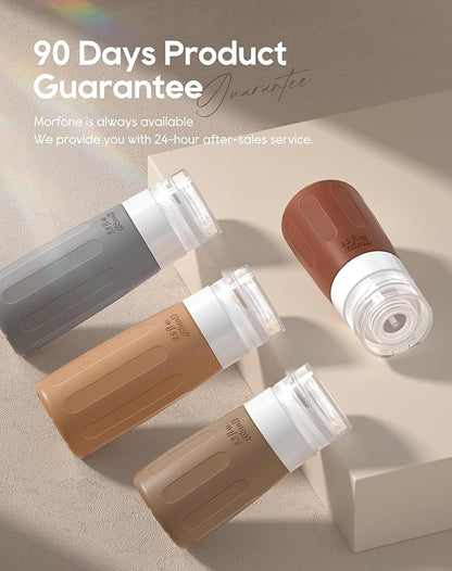 Morfone 16 Pack Silicone Travel Bottles Set for Toiletries TSA Approved Travel Containers Leakproof Squeezable Refillable Travel Accessories 2oz 3oz for Shampoo Conditioner Lotion Liquids (Brown)