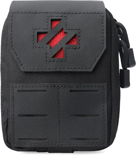 WYNEX Molle IFAK First Aid Pouch, Tactical Medical Trauma Pouch MED EMT Belt Pouch Small Portable Utility Emergency Survival Pack with Immediate Identify Cross for Belt Vest