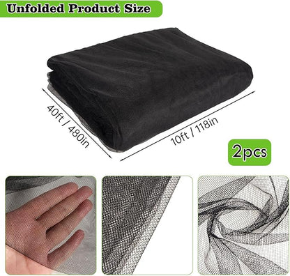 78x10Ft Mosquito Netting Garden Mesh Netting, Fly Bird Net Barrier Hunting Blind Plant Protecting Net, 3x24m,Black