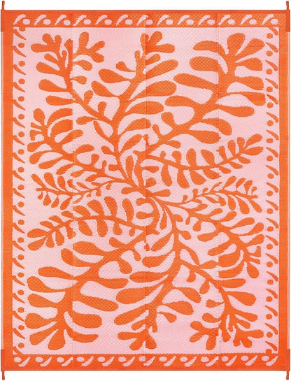 Anidaroel 8x10 Outdoor Rug for Patios Clearance, Waterproof Camping Rug for Outside RV, Reversible Plastic Straw Outside Rugs, Large Outdoor Area Rug for Garden, Camper, Pool Deck(Orange,8’x10’)