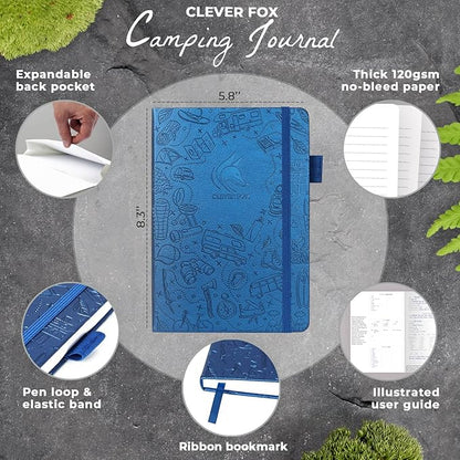 Clever Fox Camping Journal – Camper Log Book & RV Trip Planner – Outdoor Camp Journal & Adventure Travel Notebook for 12 Trips, A5 (Mystic Blue)